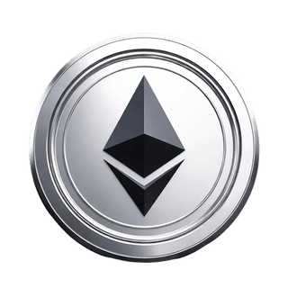 Ikon koin Ethereum ETH melayang sebagai elemen grafis